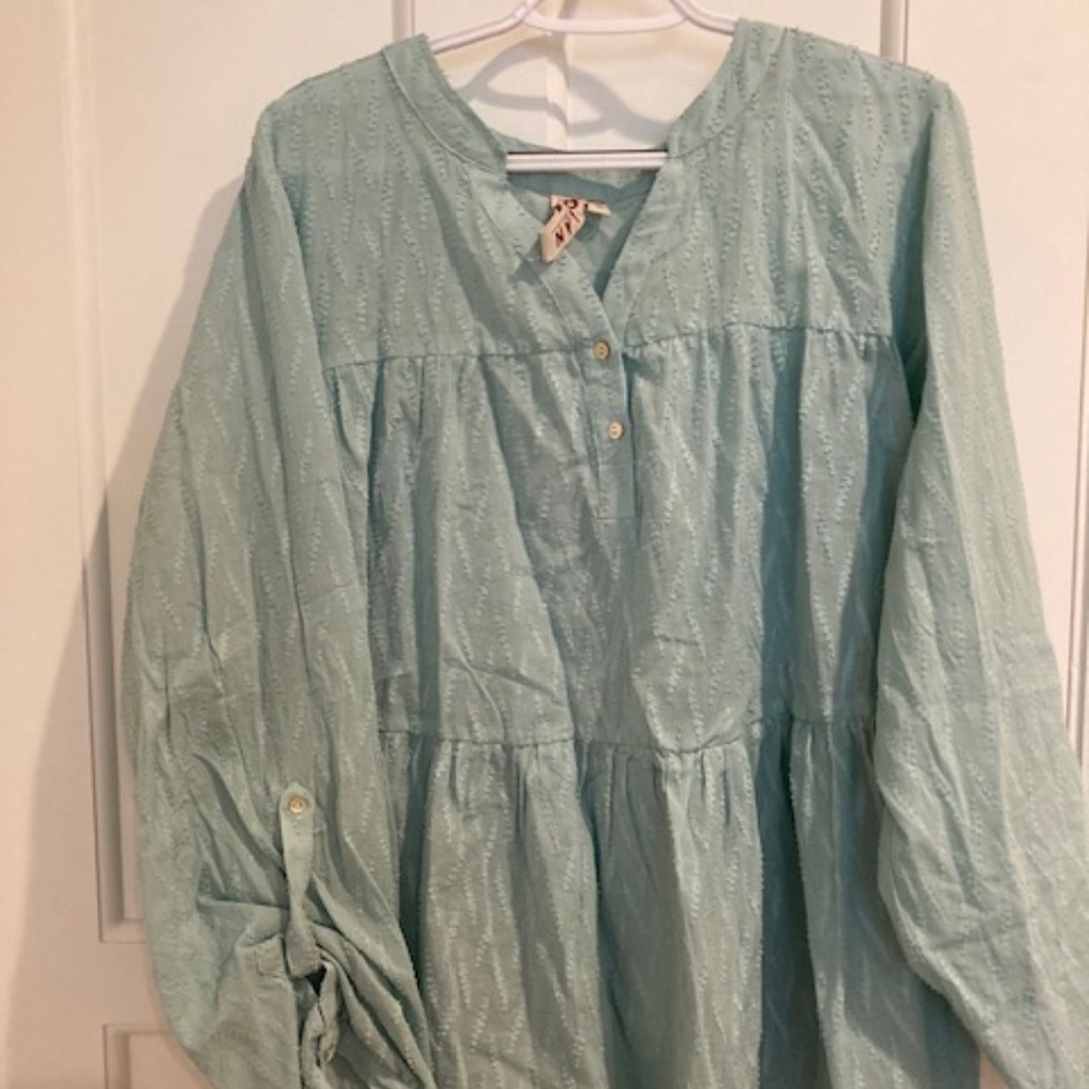 NWOT Anthropology Dolan Left Coast Collection Aqua Embroidered Top Size 2X